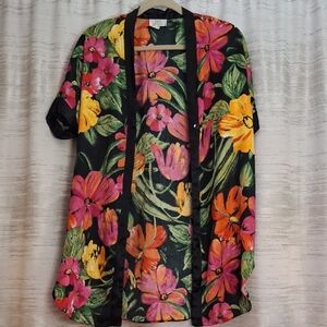 Vintage LA Intimates Floral Kimono Cover Up Cardigan Robe Medium